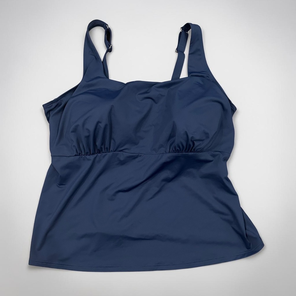 Lands End Navy Blue Square Neck Tankini Top 22W DDD Underwire 522699